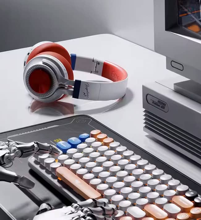 Headset Bianco  Inalambrico Fingertime ANC P1 BI-ANC-P001 Color Blanco con Rojo
