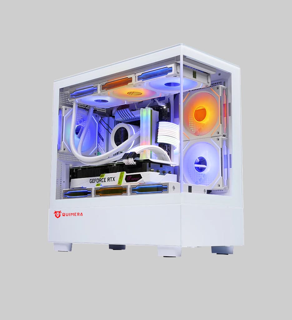 Case Gamer Quimera QM-AXT-LCXW-PROWHT 3 Ventiladores Con Vidrio Templado Color Blanco