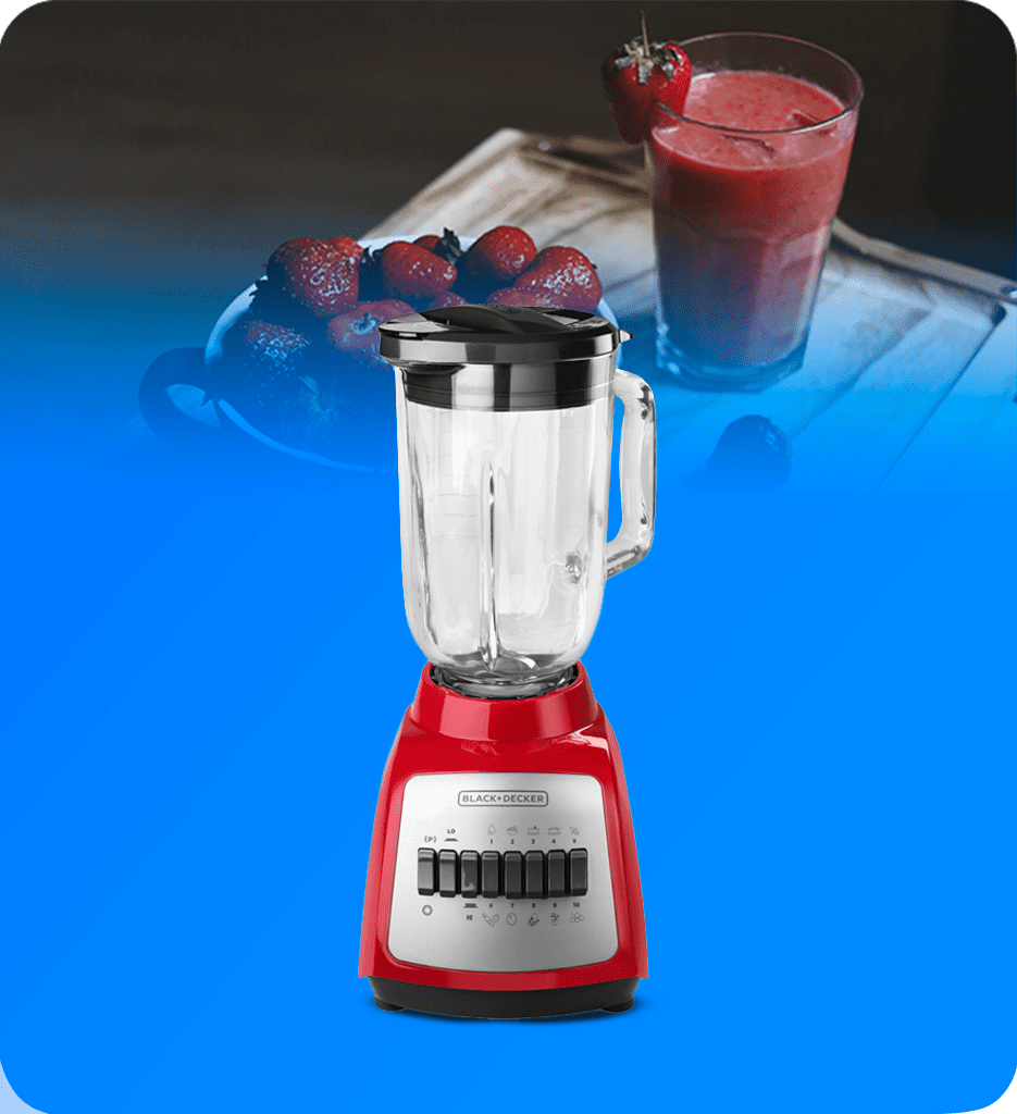 Licuadora Black+Decker BLBD210GR 10 Velocidades 550 Watts Jarra de Vidrio Color Rojo