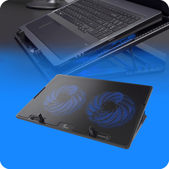 Base con Ventilador Para Laptop Xtech XTA-155 15.6" Luz Led Azul
