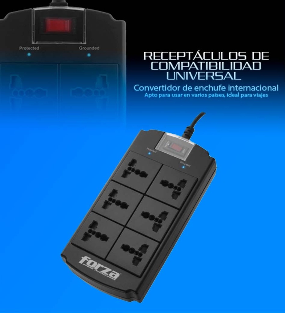 Regleta Forza FSP-06MN Con Supresor de Picos 6 Tomas 110/240V