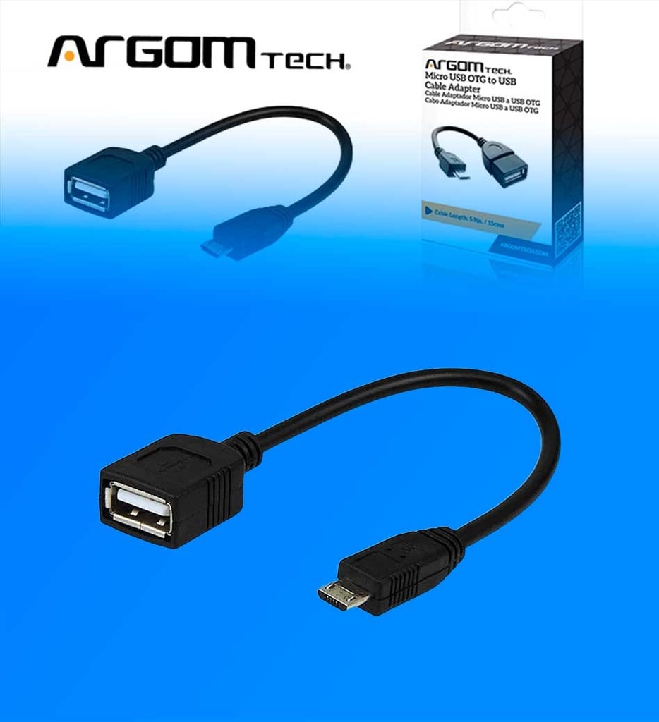 Cable Adaptador Argom ARG-CB-0051 Micro USB Macho A OTG USB Hembra 15cm 