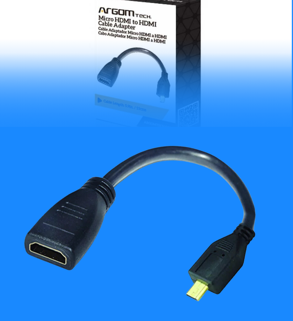 Cable Adaptador Argom ARG-CB-0054 Micro HDMI Macho a HDMI Hembra 15cm