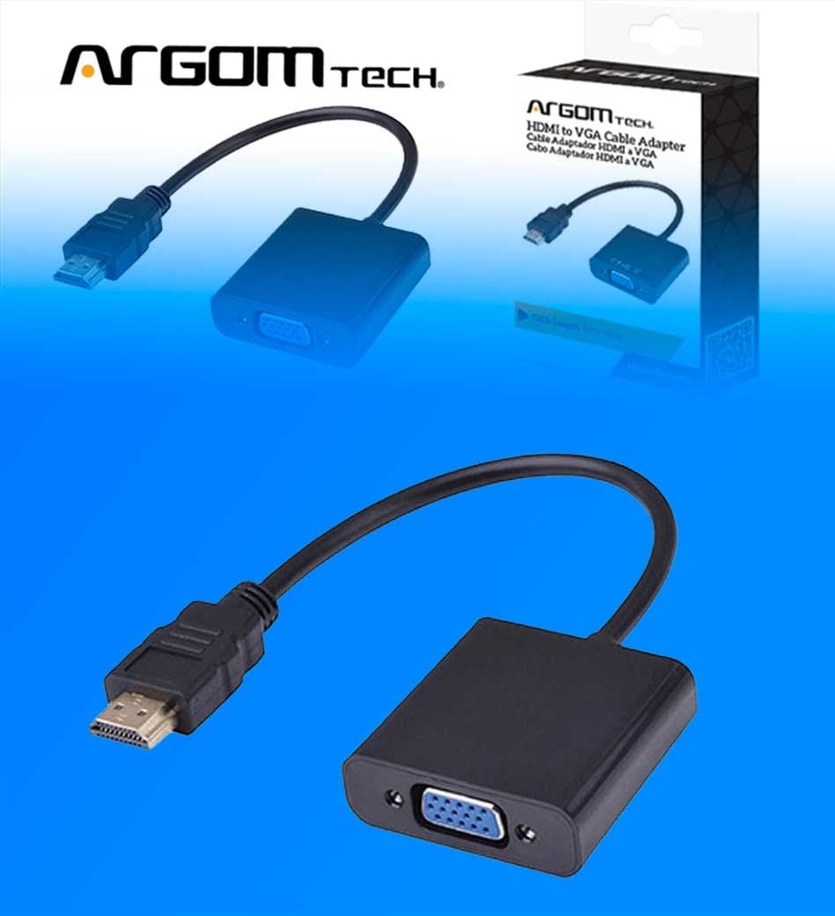 Cable Adaptador Argom ARG-CB-0055 HDMI Macho a VGA Hembra 15cm