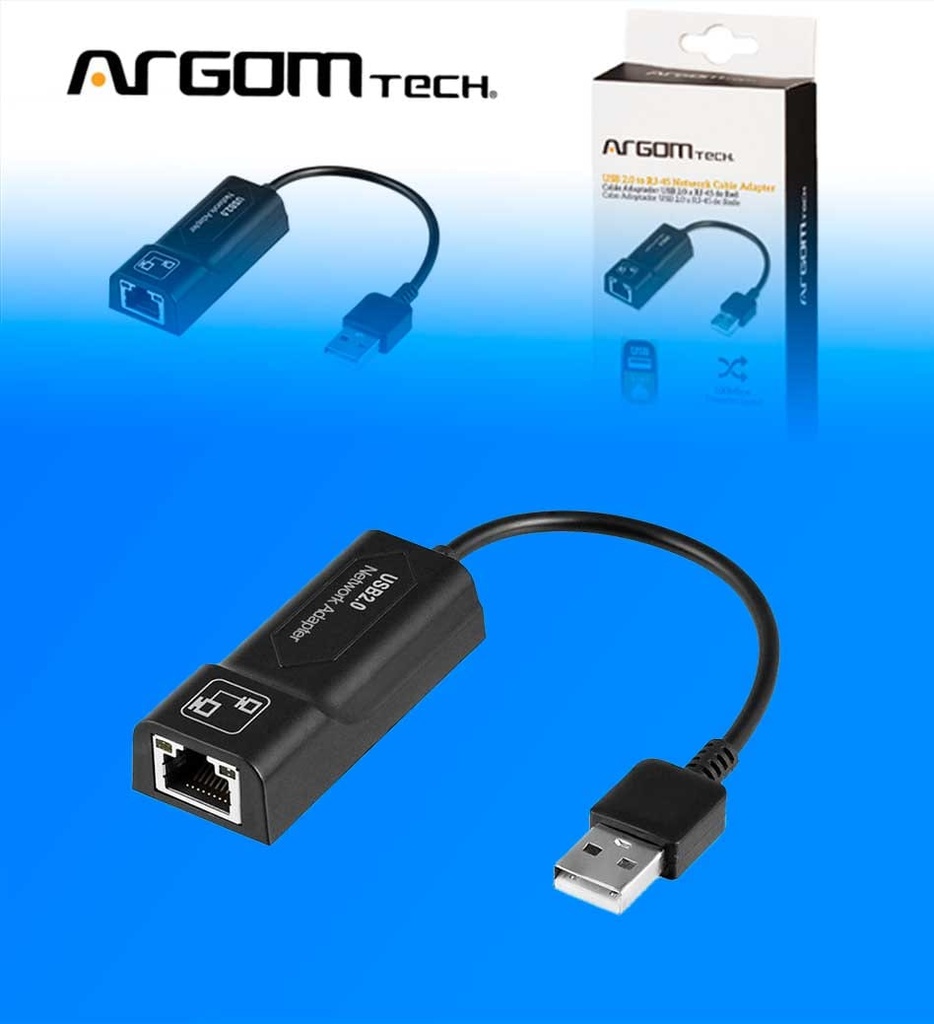 Cable Adaptador Argom ARG-CB-0045 USB 2.0 a RJ45 100 MB/S 15cm