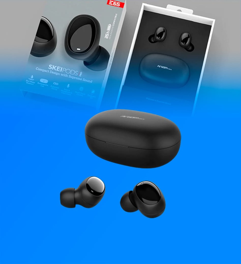 Auriculares Inalambricos Argom ARG-HS-5065BK True Wireless Earbuds Skeipod E65 Touch Color Negro