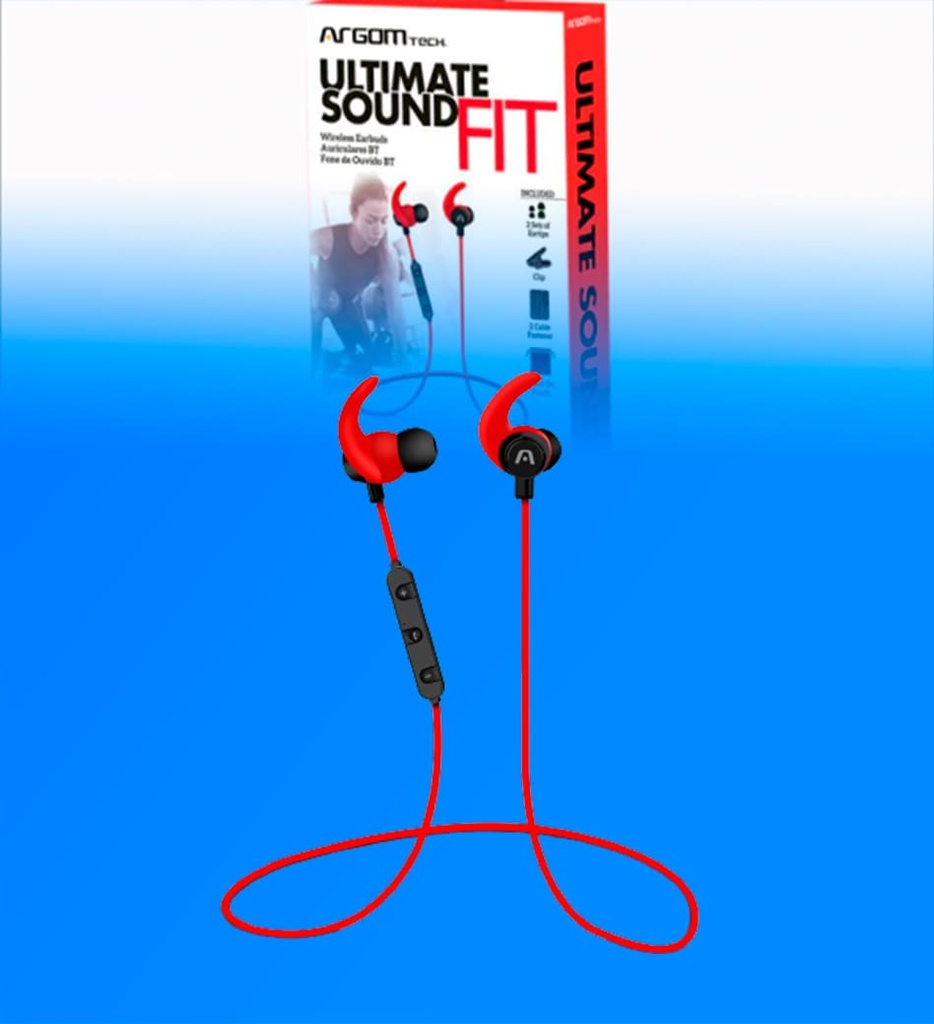 Audifonos Inalambricos Argom ARG-HS-2038RD Ultimate Sound Fit Resistentes al Sudor Color Rojo