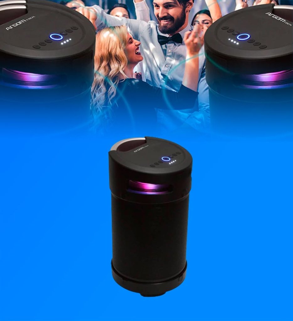 Bocina Argom ARG-SP-3365BK Ambience 360 Luces LED + 70.000mW RMS + Mic Input Para Karaoke Color Negro