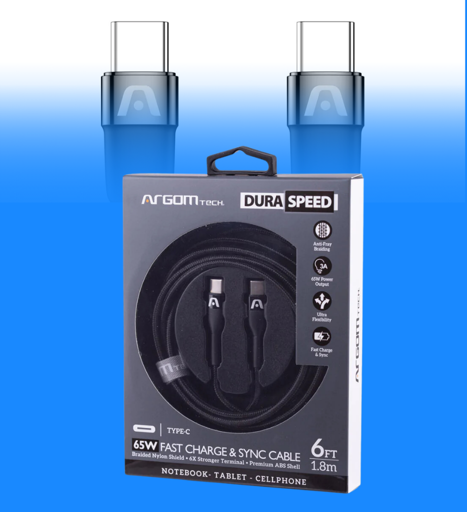 Cable Argom ARG-CB-0047BK Tipo C a Tipo C Carga Rapida 65W Duraform Trenzado 1.8mts