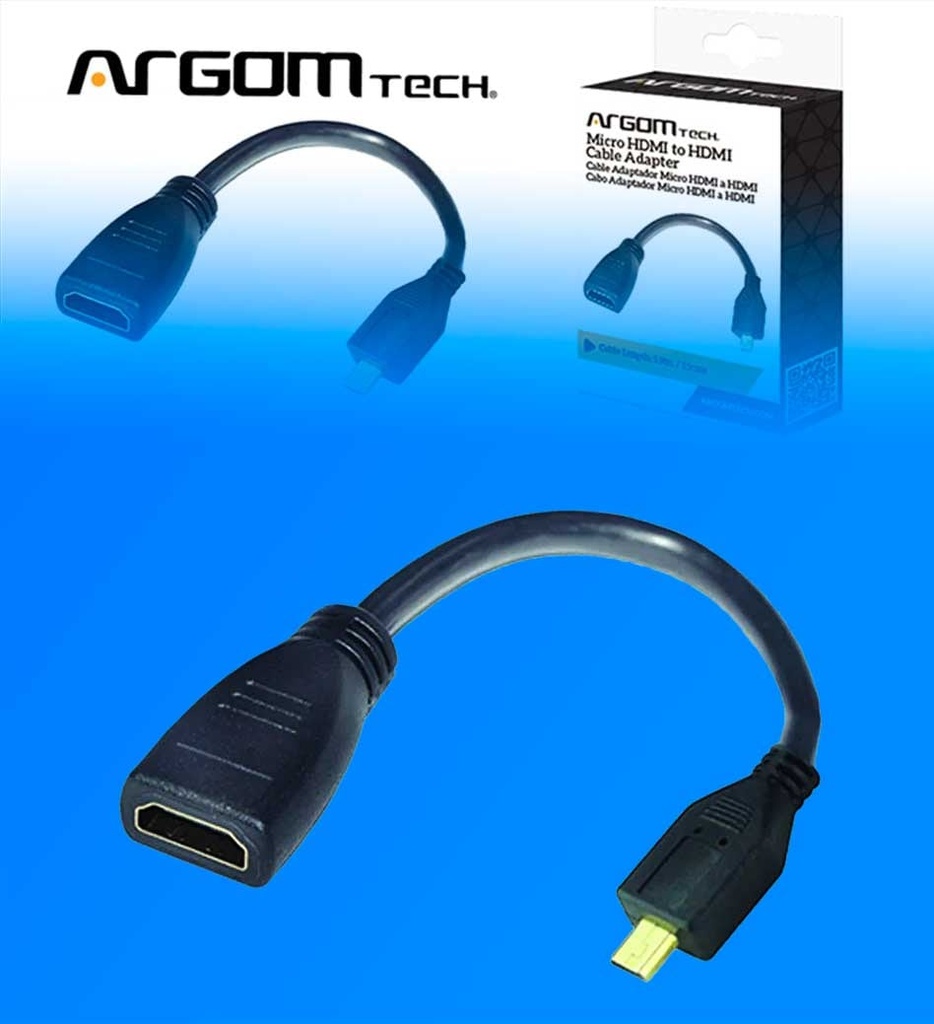 Cable Adaptador Argom ARG-CB-0054 Micro HDMI Macho a HDMI Hembra 15cm