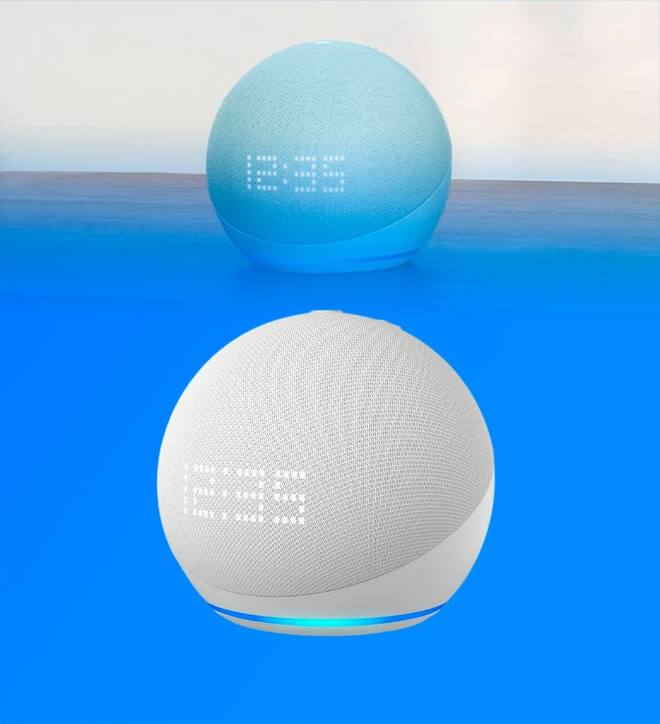 Bocina Amazon Echo Dot 5ta Generación Modelo 2022 Con Reloj y Alexa Color Blanco