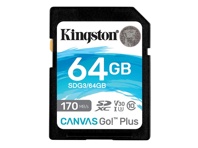 Kingston Canvas Go! Plus - Tarjeta de memoria flash - 64 GB - Video Class V30 / UHS-I U3 / Class10 - SDXC UHS-I