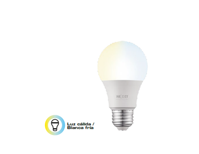 Nexxt Solutions Connectivity - Light Bulb - A19 CCT 110V - Conexion Wi-Fi - Bombillo de luz blanca regulable - Compatible con Amazon Alexa y Google Assistant - 800 Lumen - 9W (Equivalente a 60 W) - 110 V /220 V