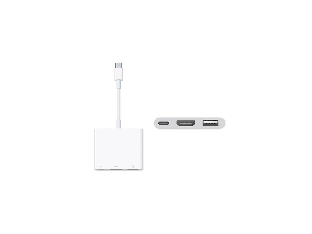 Apple Digital AV Multiport Adapter - Conversor de interfaz de vídeo - USB-C (M) a USB, HDMI, USB-C (solo alimentación) (H) - compatibilidad con 4K - para 10.9-inch iPad Air; iMac; iPad Pro de 11; 12; MacBook Air with Retina display; MacBook Pro