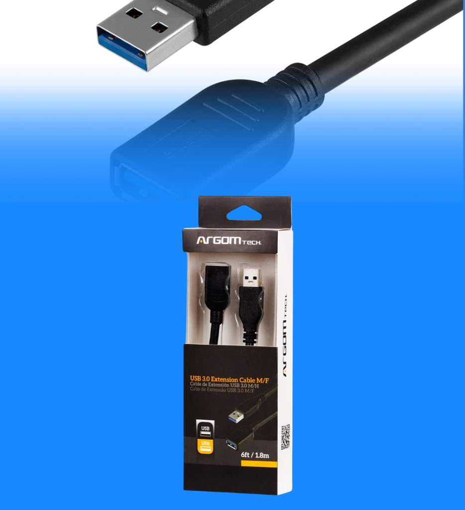 Cable Argom ARG-CB-0046 USB 3.0 Macho a Hembra 6 Pies