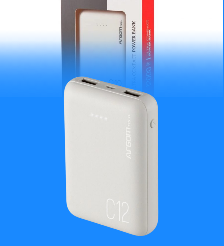 Cargador Portatil Argom ARG-PB-1138WT C12 12000 MAH Color Blanco