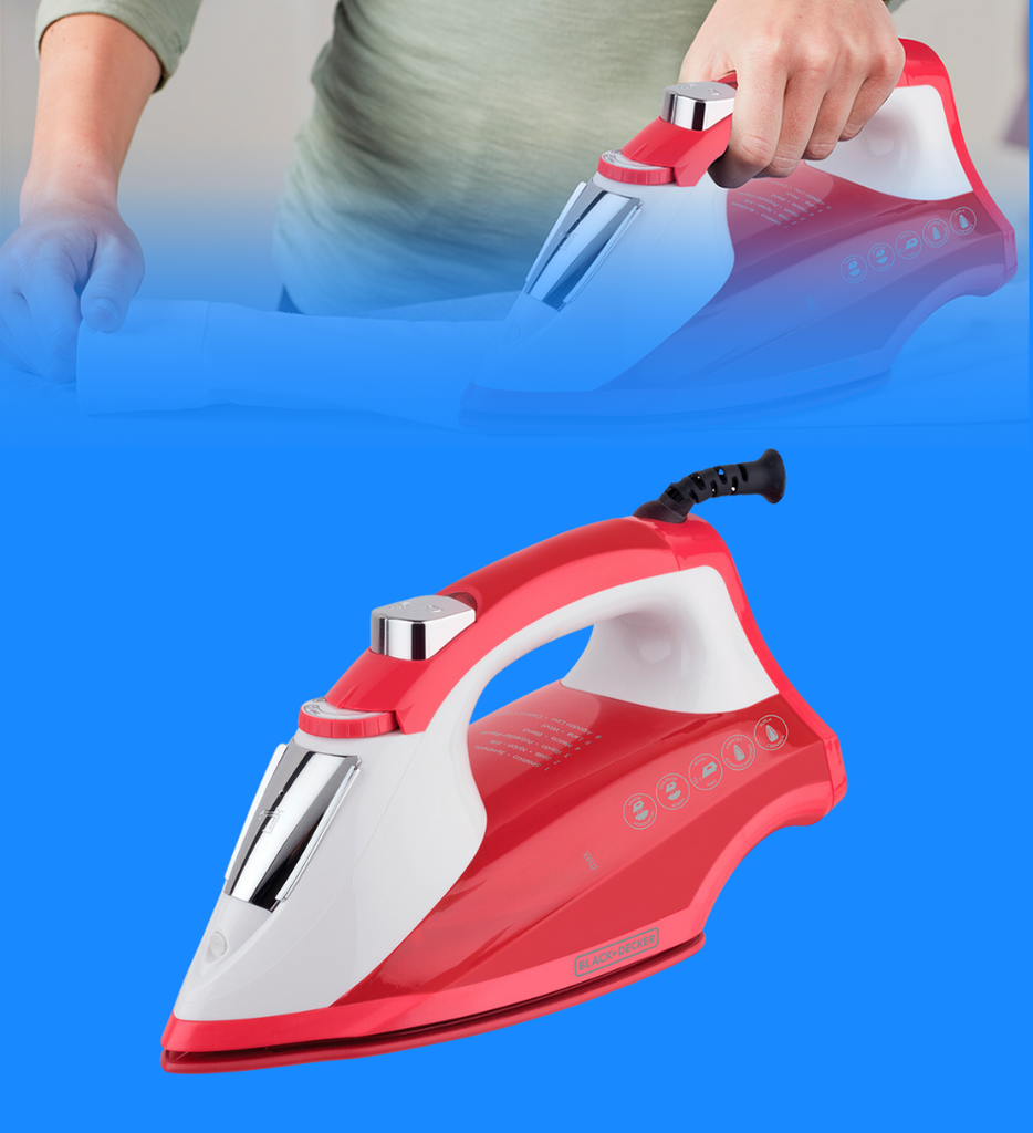 Plancha Para Ropa Black+Decker IR1865 1200 Watts Suela Antiadherente Better GlideT/Rojo