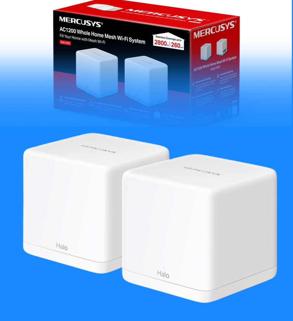 Router WiFi Mercusys H30(2-PACK)EU AC1200 Whole Mesh Halo 
