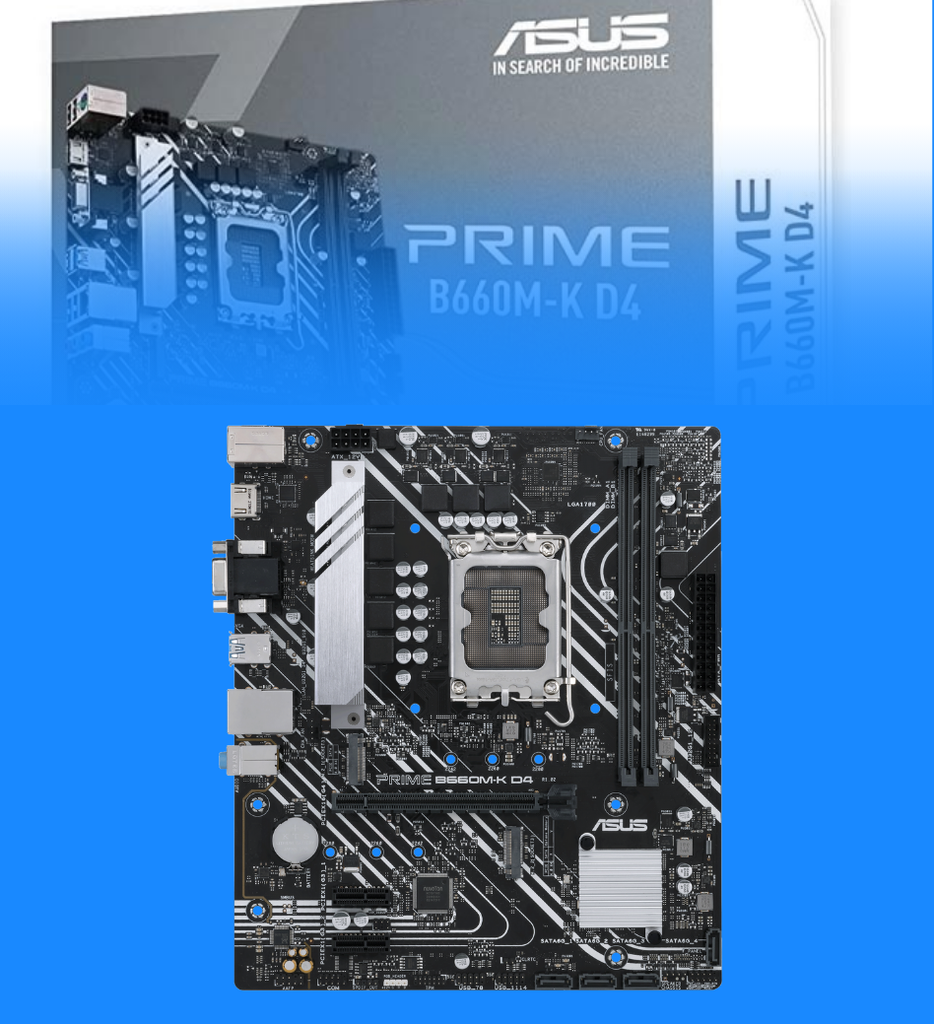 Tarjeta Madre Asus Prime B660M-K D4 LGA1700 Intel B660 D-Sub/ HDMI USB 3.2 Gen 1 Dual M.2 SATA Pcle 4.0 x16