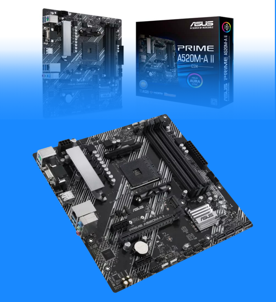Tarjeta Madre Asus Prime A520M-A II 90MB17H0-MVAAY0 AM4 Aura Sync AMD A520 4*DDR4 DP HDMI SATA6Gb/s 