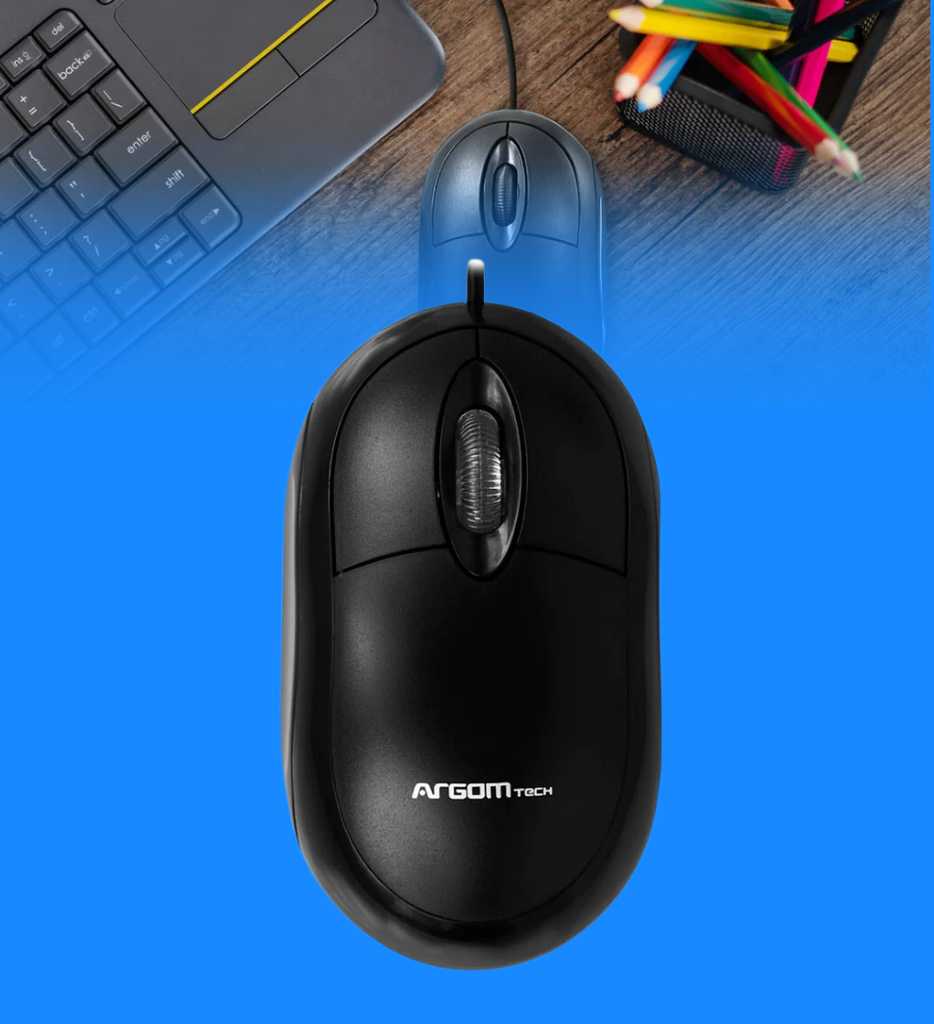 Mouse Argom ARG-MS-0002 Classic USB 2.0 800 DPI Diseño Ergonomico Plug and Play Color Negro