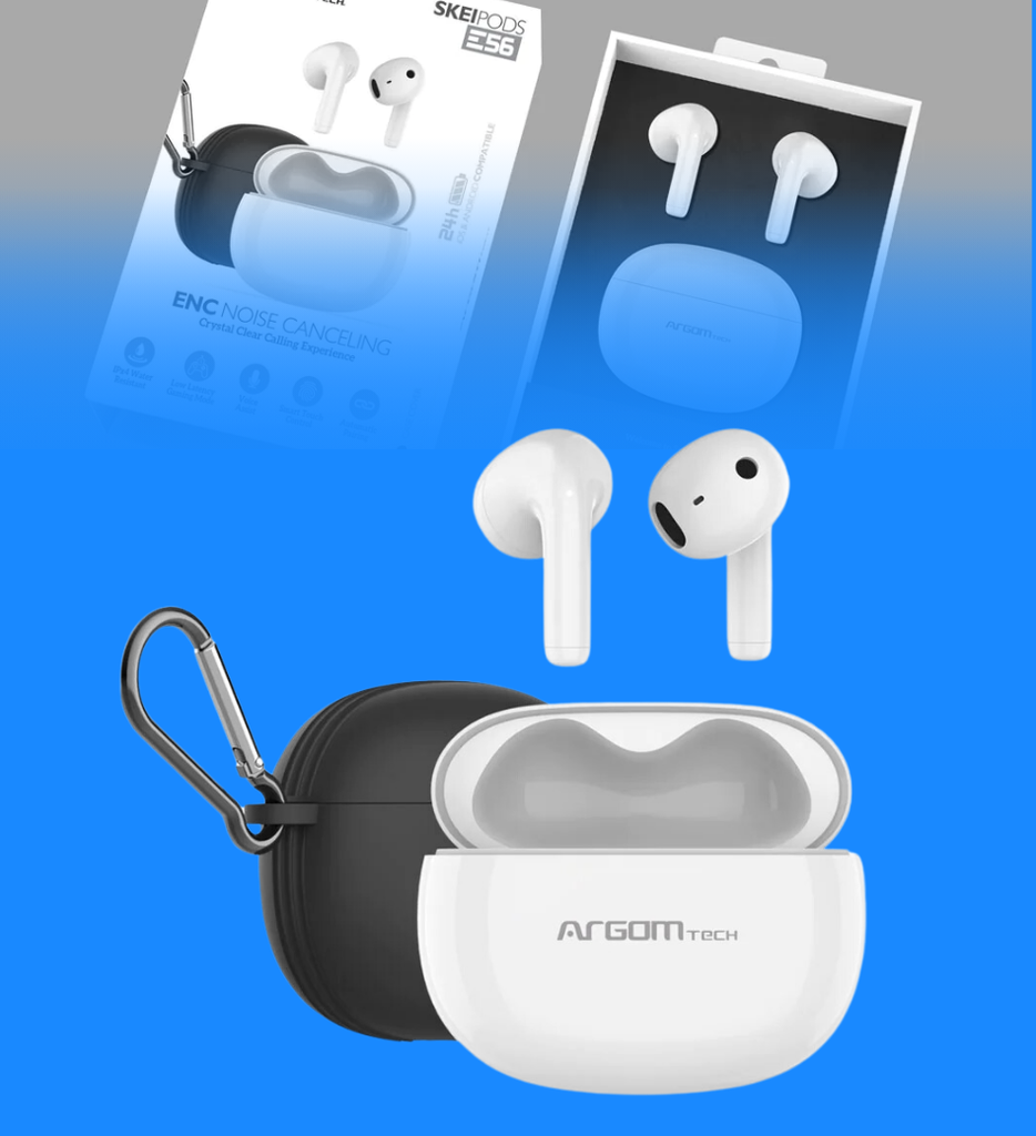 Auriculares Argom ARG-HS-5056BK SkeiPodsE56 Con Cancelacion de Ruido IPx4 Resistente al Agua Smart Touch Control