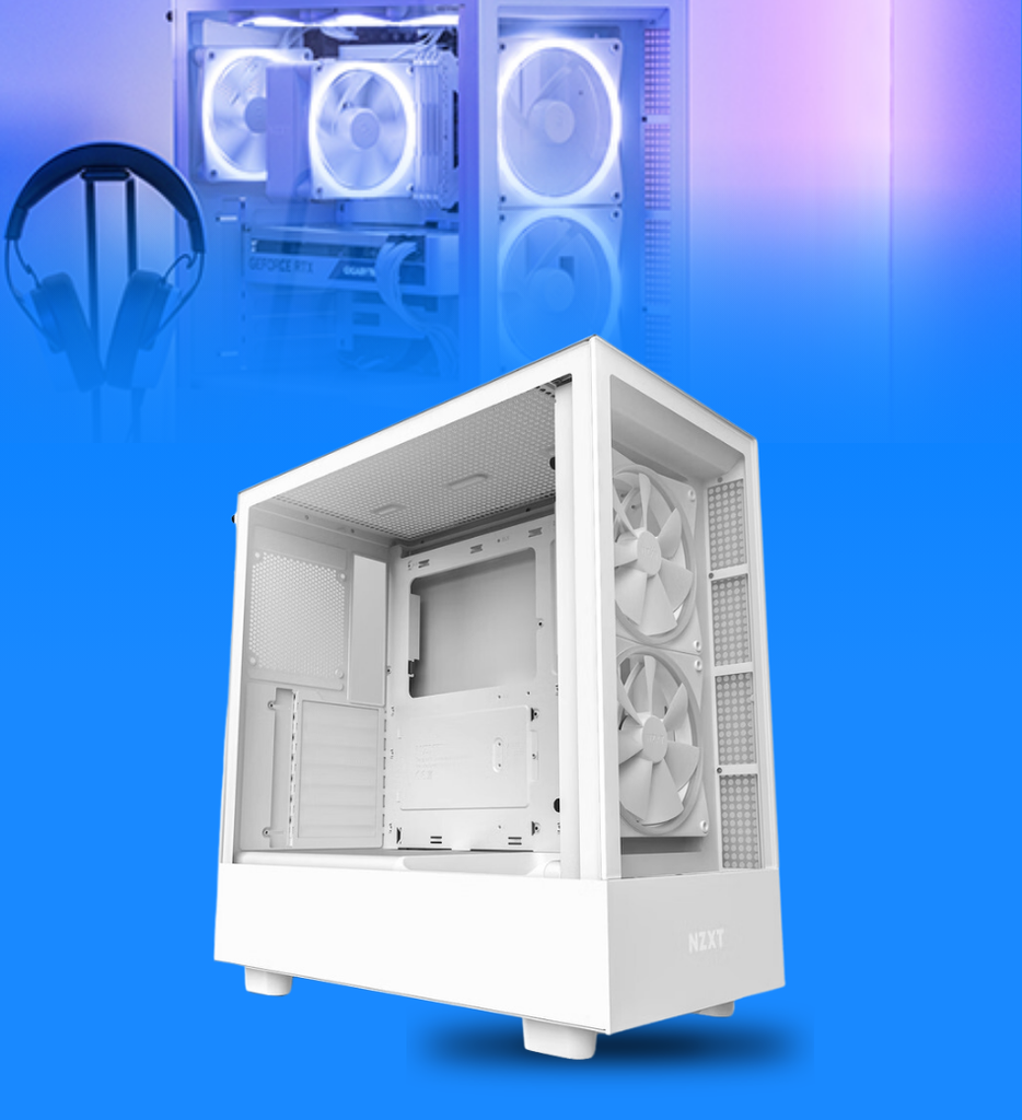 Case NZXT H5 Elite Compacto ATX Media Torre RGB Vidrio Templado 2 Ventiladores RGB de 5.512" Color Blanco