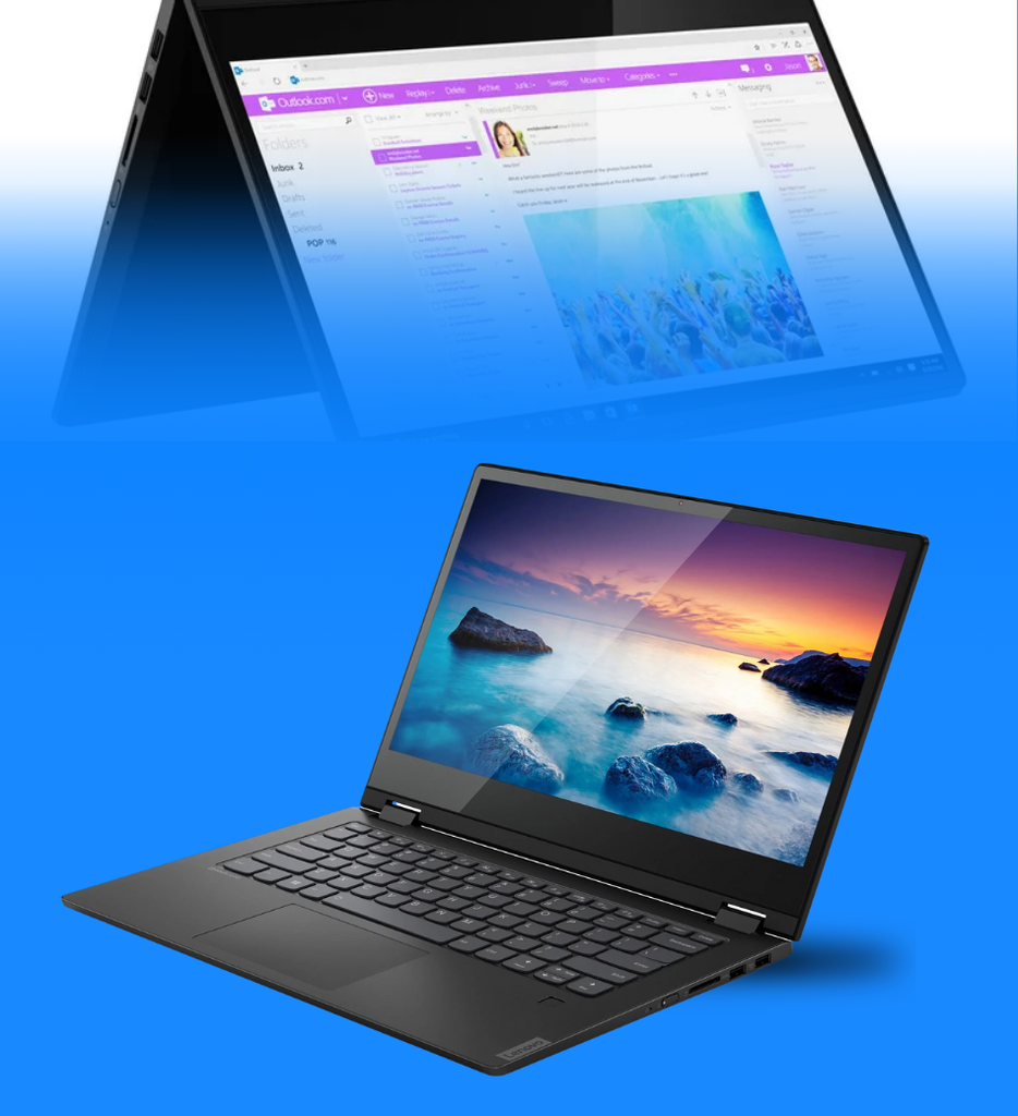 Laptop Lenovo Flex 14IML 2 En 1 Core i5-10210U 512GB SSD 16GB RAM 14" 1920x1080 Pantalla Touch WIN10 Color Negro Onix Seminueva