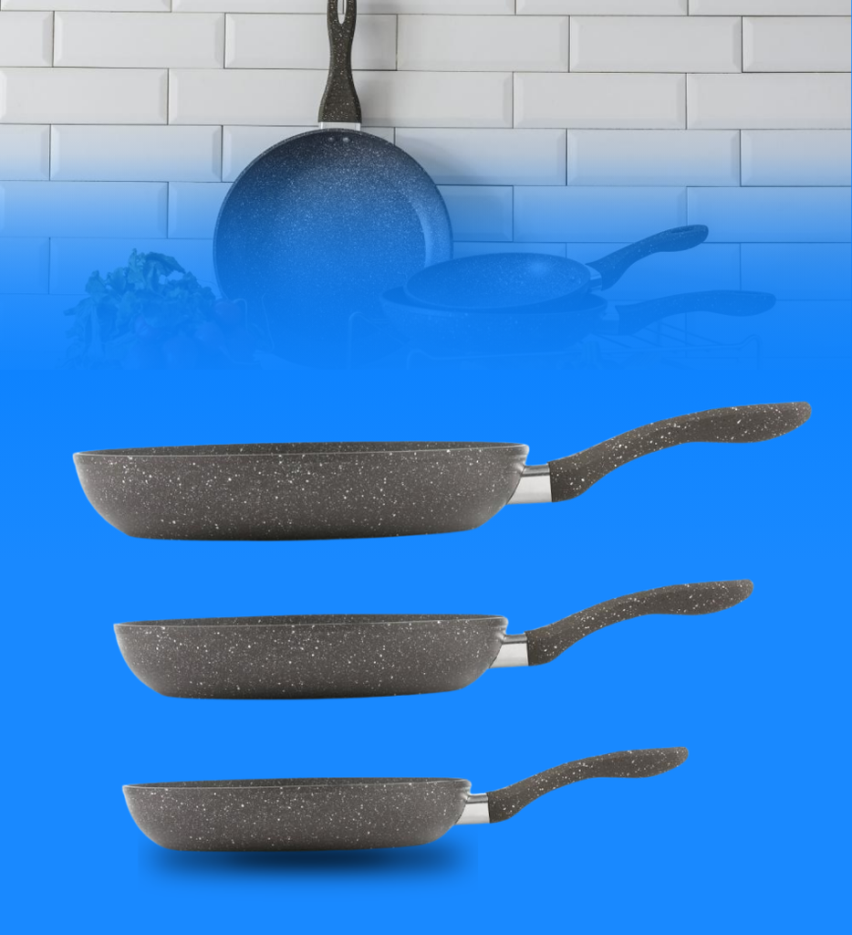 Juego de Sartenes Picca PI003SSMT Terra 20" 24" 28" cm  Marmol Color Cafe