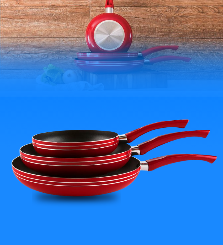 Juego de Sartenes Picca PI003SSTR Cerdeña 20" 26" 30" cm Dyflon Color Rojo