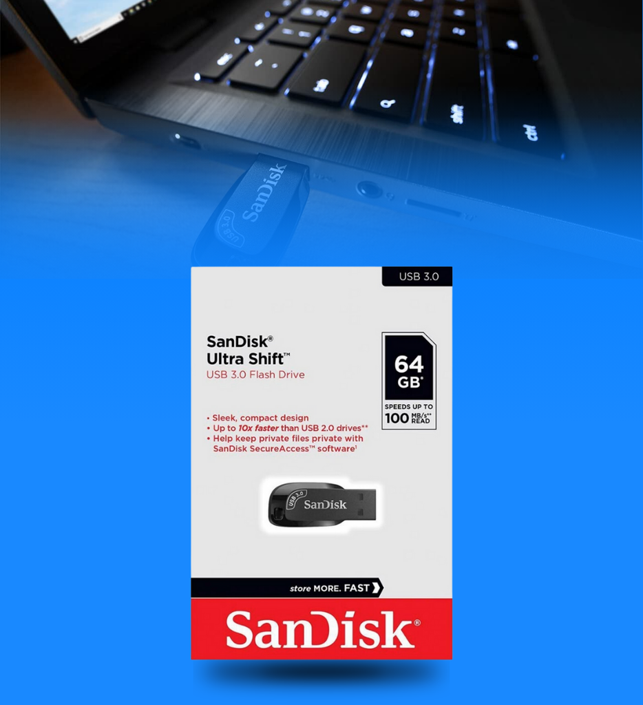 Memoria USB SanDisk Ultra Shift 64GB USB 3.0 Flash Drive Black Z410