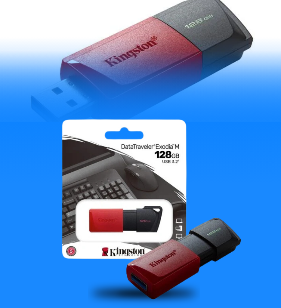Memoria USB Kingston 128GB USB3.2 Gen1 DataTraveler Exodia M Color Negro con Rojo