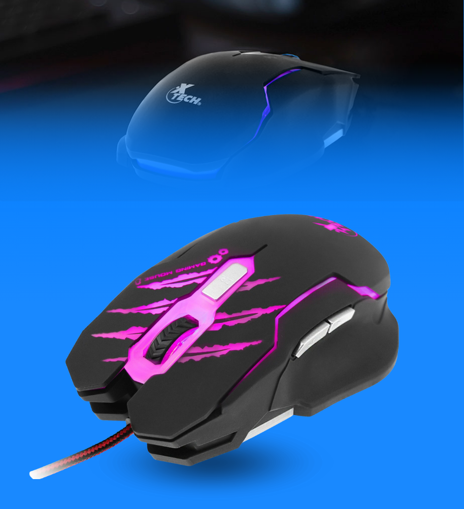 Mouse Xtech XTM-610 Lethal Haze 3D Cableado USB 6 Botones 800/1200/2400/3200 DPI