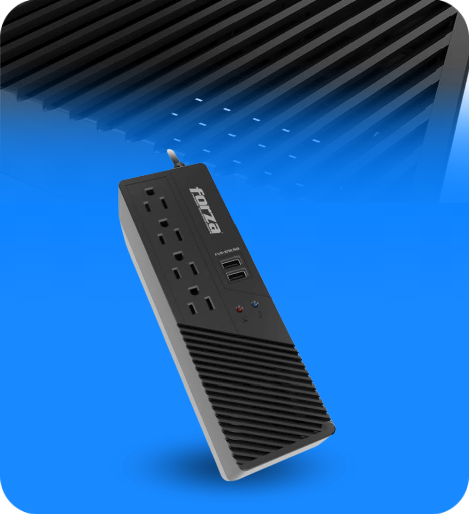 Regulador de Voltaje Forza FVR-1011USB 4 Toma Corrientes 2 USB 1000VA 500W