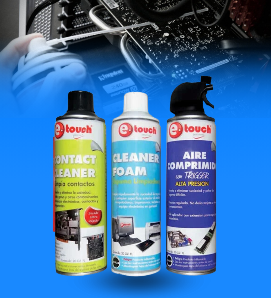 Combo Etouch Espuma Limpiadora + Limpia Contactos + Aire Comprimido