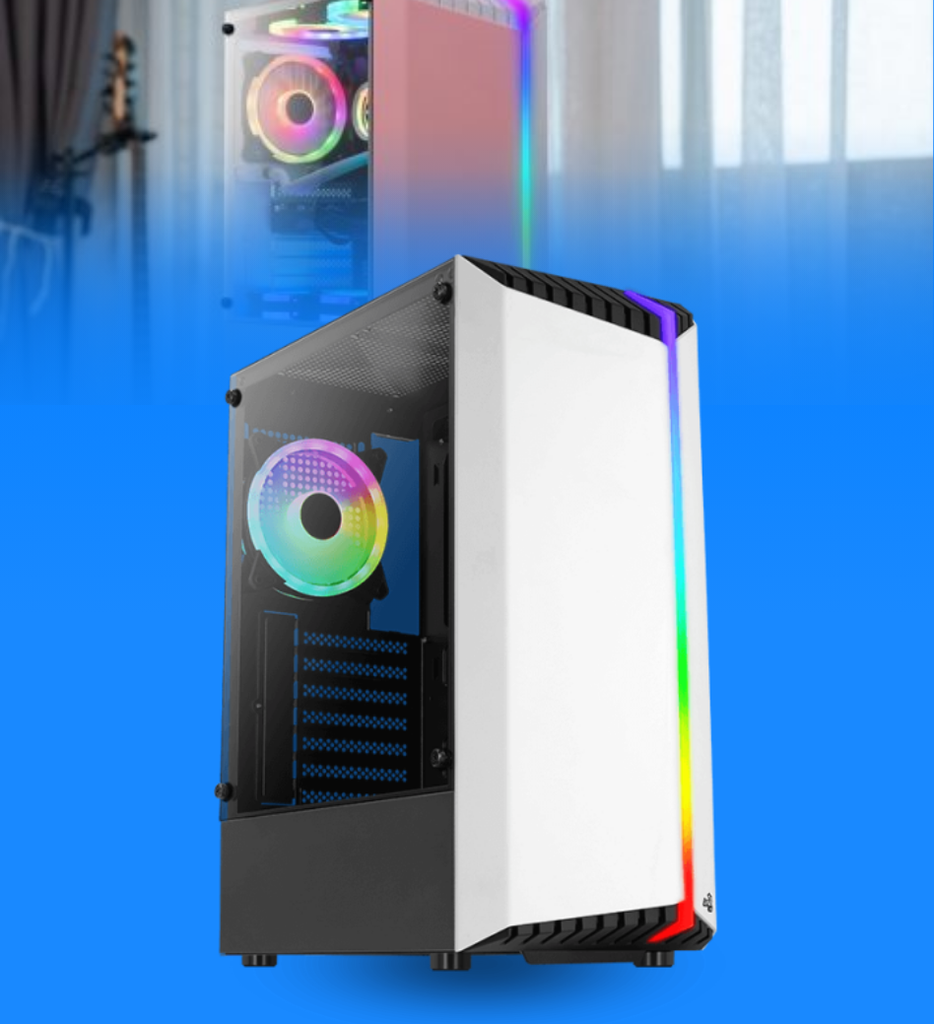 Case Gamer Aerocool BIONIC-G-WT-V2 Media Torre RGB Vidrio Templado Color Blanco