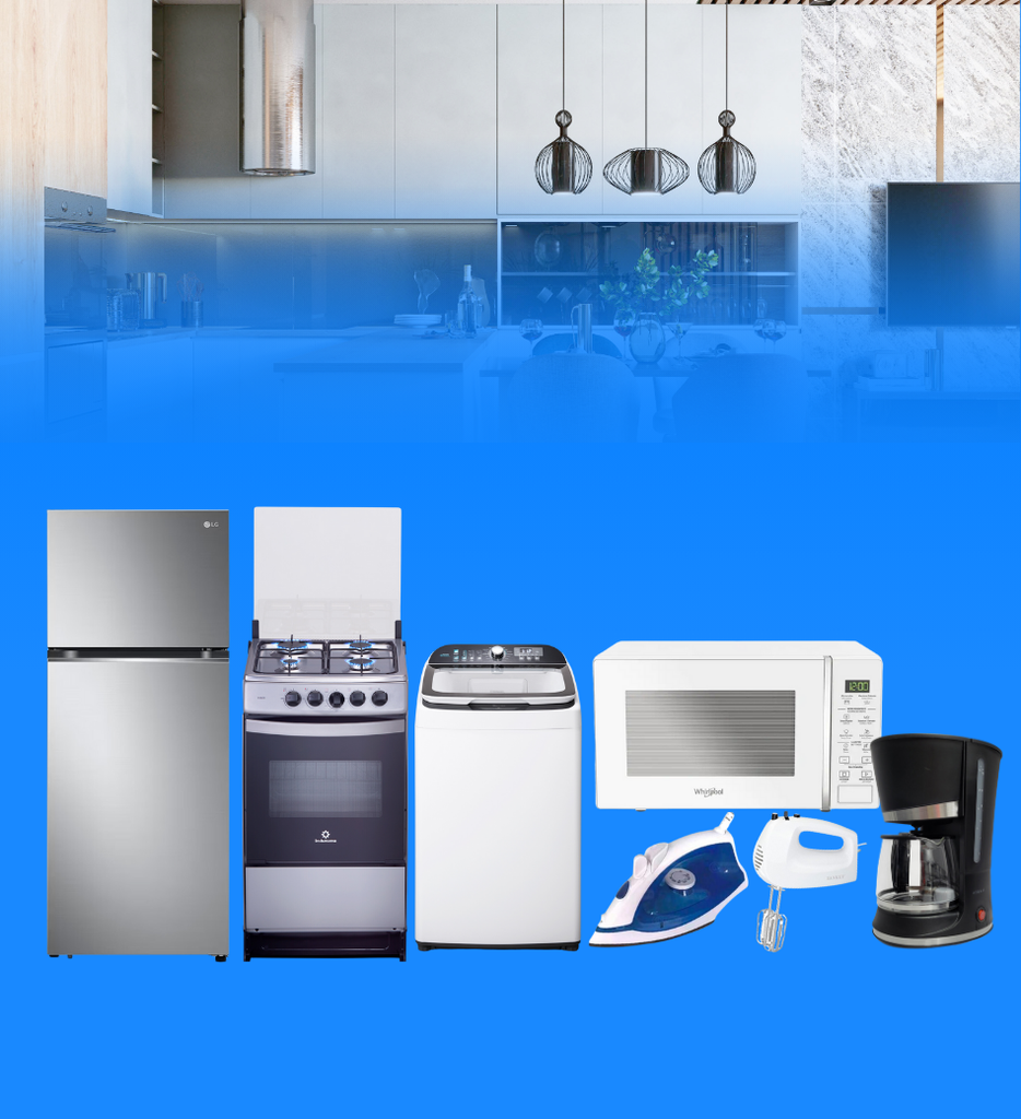 Combo electrodomésticos 2- Refrigerador LG +Estufa Indurama + Lavadora Indurama + Cafetera + Plancha de Ropa+ Batidora Sankey
