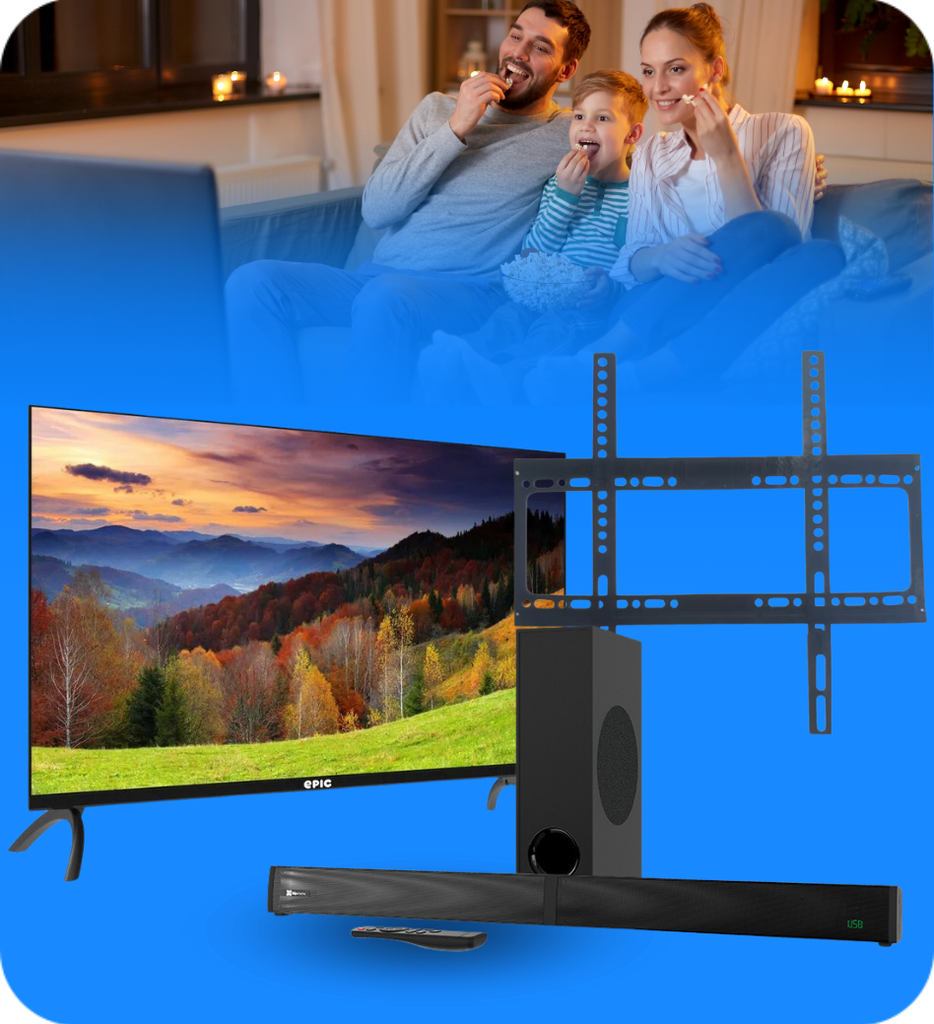 COMBO TV 3 - Televisor Epic 43" Smart + Sound Bar KSB-301 + Bracket