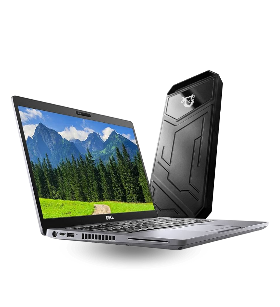Laptop Dell Latitude 5410  Core i5-10310U 256GB SSD 16GB RAM 14" 1920x1080 WIN11  Pro Color Plateado  Seminueva + Unidad de Estado Solido Externo Quimera QM-EXTZ5512 Tipo C a Tipo C RGB Metal 512GB