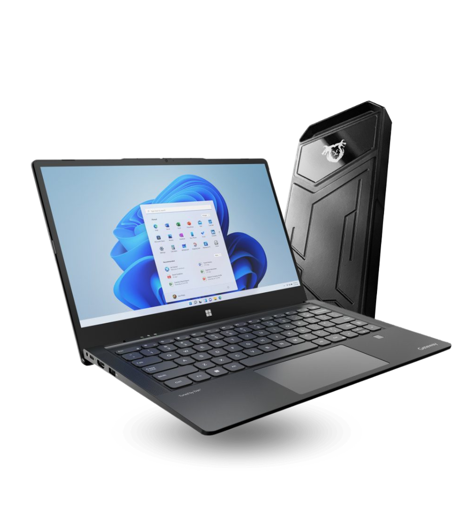 Laptop Gateway GWTC51427 Ultra Slim Core i5-1235U 512GB SSD 8GB RAM 14.1" 1920x1080 Touchscreen Win11 Color Negro Seminueva + Unidad de Estado Solido Externo Quimera QM-EXTZ5512 Tipo C a Tipo C RGB Metal 512GB
