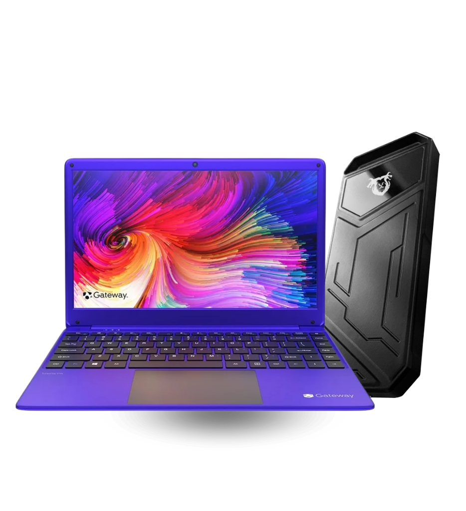 Laptop Gateway GWTN141 Core i3-1005G1 128GB SSD 4GB RAM 14.1" 1920x1080 WIN10 Color Purpura Seminueva + Unidad de Estado Solido Externo Quimera QM-EXTZ5512 Tipo C a Tipo C RGB Metal 512GB
