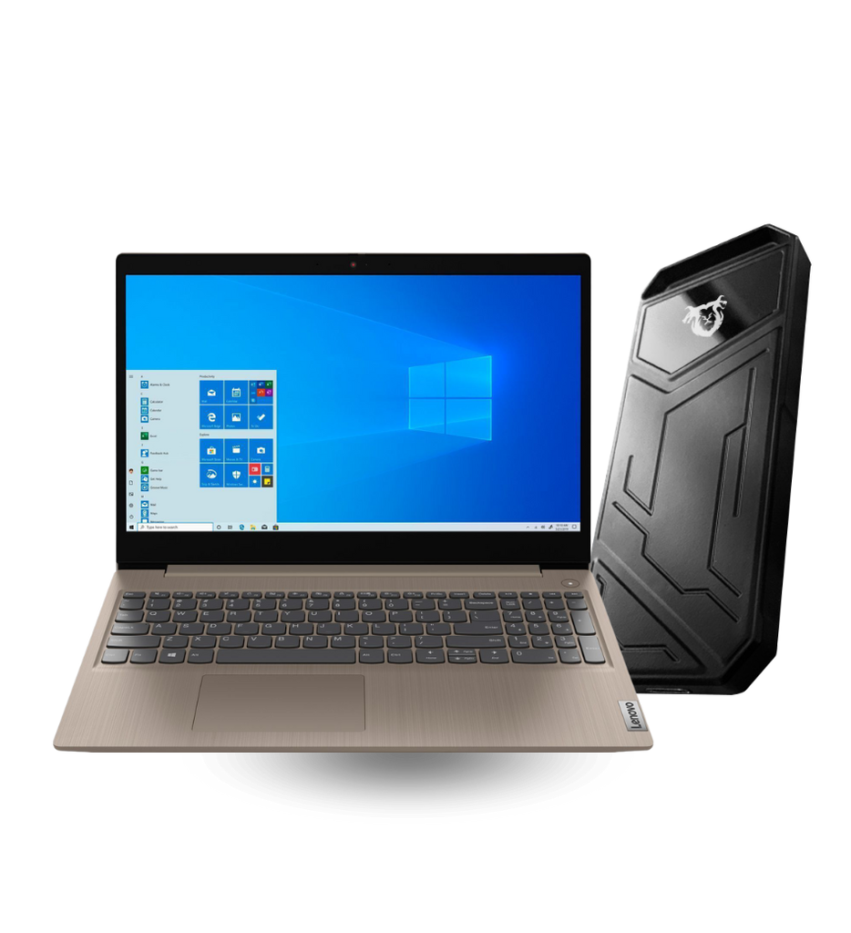 LAPTOP LENOVO 3 15IIL05 CORE I3-1005G1 1.2GHZ 4GB RAM 128GB SSD 15.6" 1366X768 W10 COLOR ALMENDRA SEMINUEVA + Unidad de Estado Solido Externo Quimera QM-EXTZ5512 Tipo C a Tipo C RGB Metal 512GB