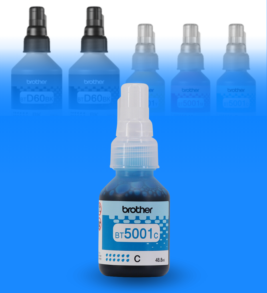 Botella de Tinta Brother BT5001C Ultra Alto Rendimiento Color Cian