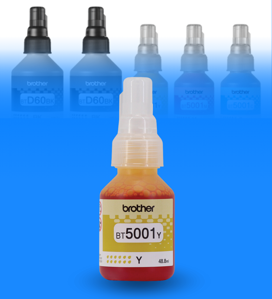 Botella de Tinta Brother BT5001Y Ultra Alto Rendimiento Color Amarillo