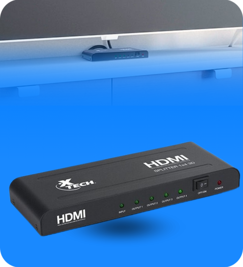 Splitter Xtech XHA-410 1080P 1 Entrada 4 Salidas