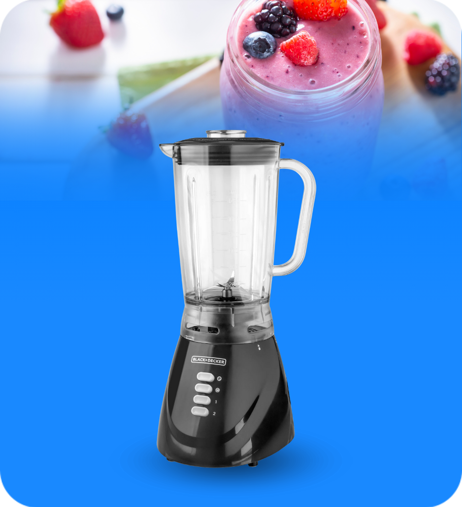 Licuadora Black+Decker BL0002BD 2 Velocidades + Pulso 550W 4 Cuchillas Multinivel de Acero Inoxidable Color Negro
