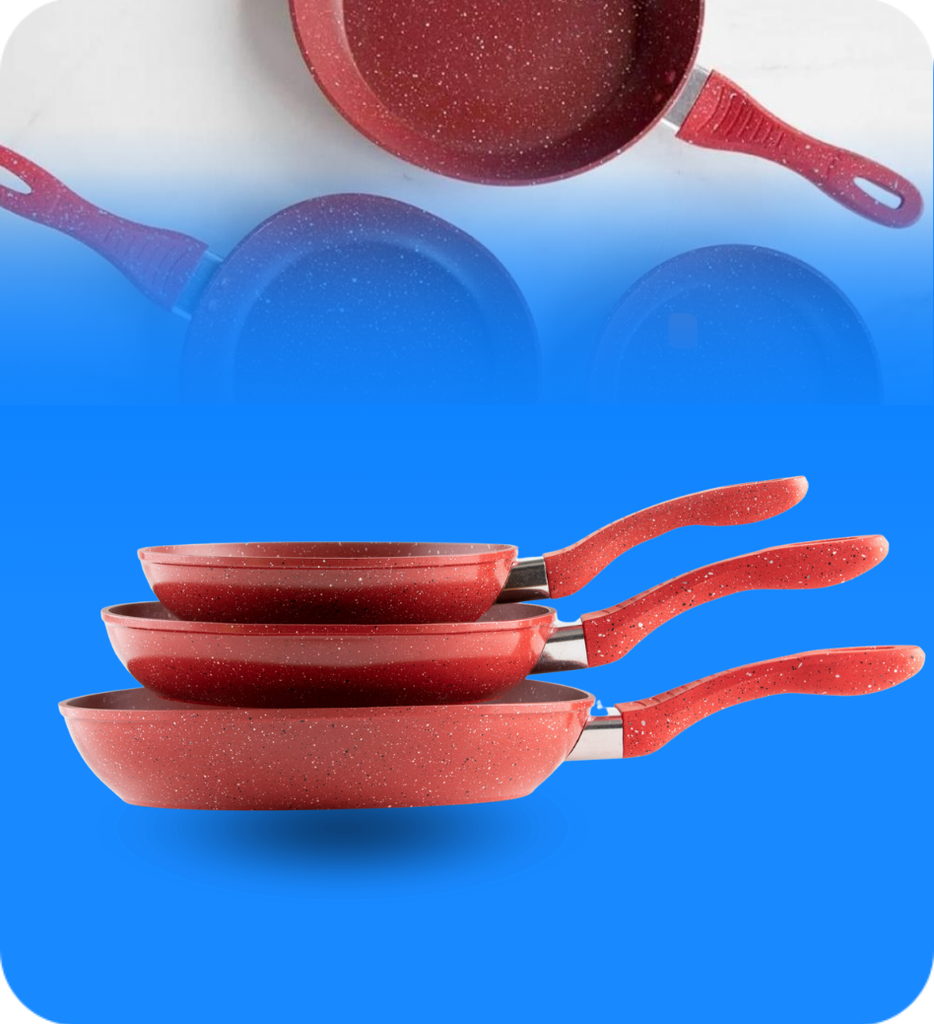 Juego de Sartenes Picca Milan PI003SSMR 20 - 24 - 28 Cms Marmol Color Rojo