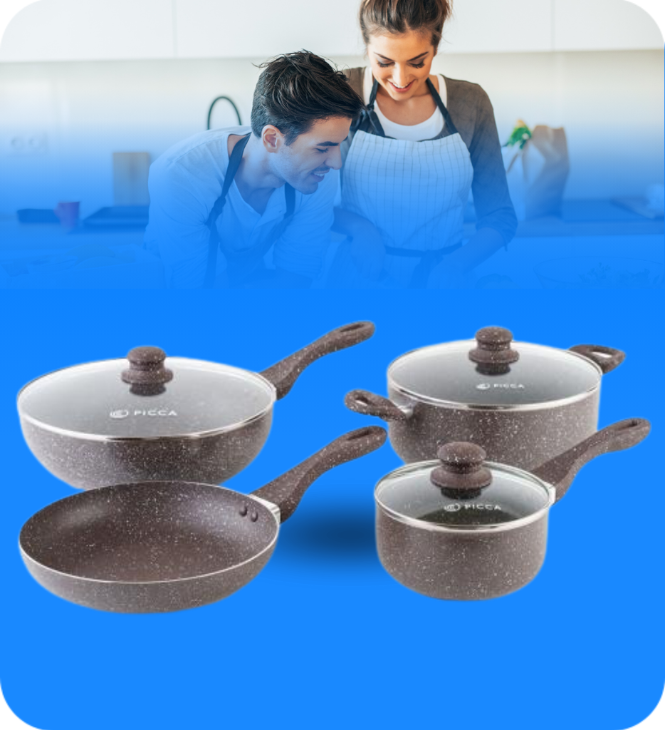 Bateria de Cocina Picca Monza PI007BTC 7 Piezas Dyflon Color Cafe