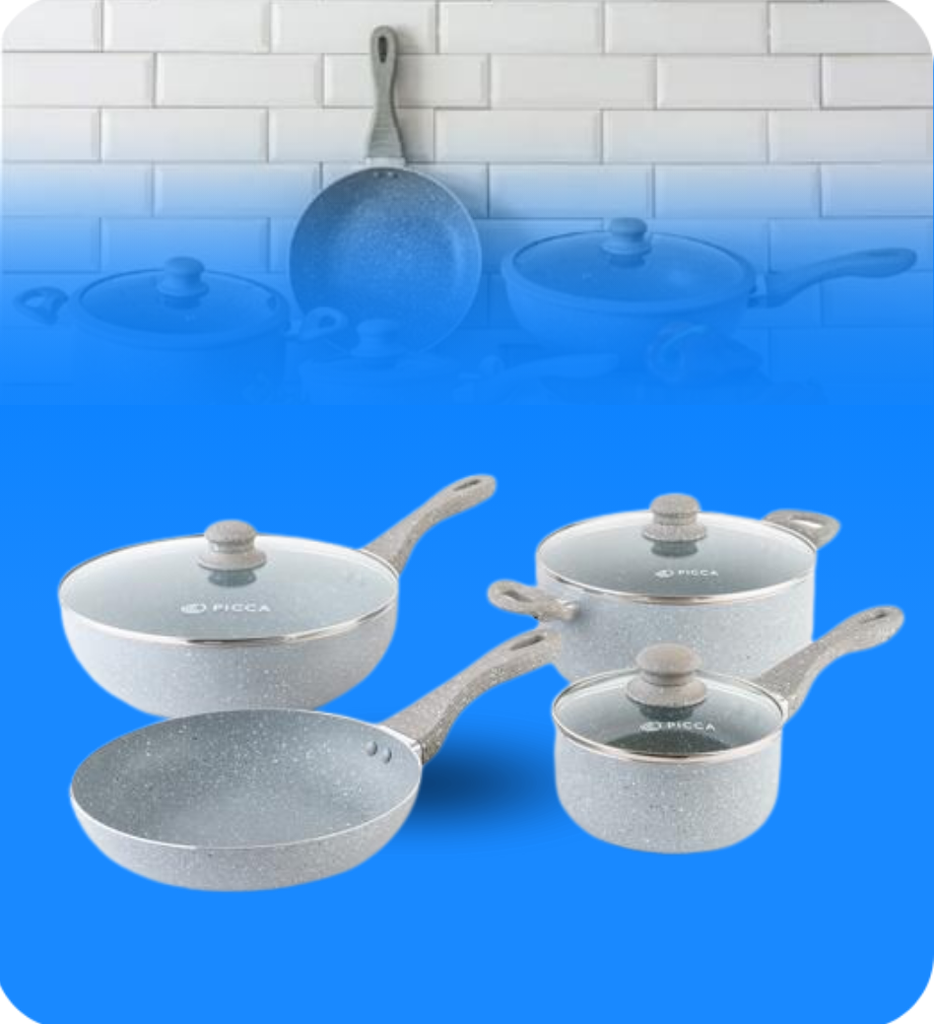 Bateria de Cocina Picca Monza PI007BTG 7 Piezas Dyflon Color Gris