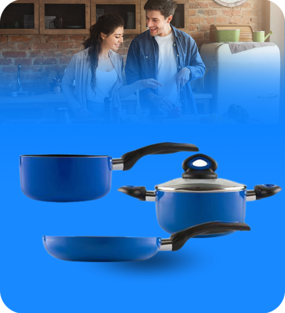 Bateria de Cocina Picca Sicilia PI004BTA 4 Piezas Dyflon Color Azul